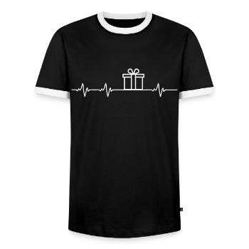 Herzschlag Weihnachten Weihnachtsdekoration - Männer Kontrast-T-Shirt - Schwarz/Weiß - Vorne - AI Model Female 172 light (172cm) & AI Model Male 178 light (178cm)
