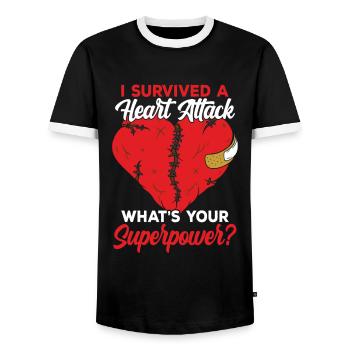 Ich Habe Einen Herzinfarkt Überlebt Herzanfall - Männer Kontrast-T-Shirt - Schwarz/Weiß - Vorne - AI Model Female 172 light (172cm) & AI Model Male 178 light (178cm)