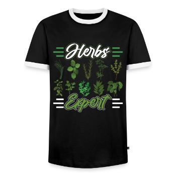 Herb Expert Herb Herb Garden Herbs - Men's Ringer Shirt - black/white - Front - AI Model Female 172 light (172cm) & AI Model Male 178 light (178cm)