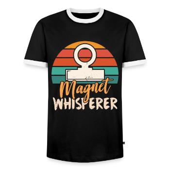 Magnet Flüsterer Magnetfischer Magnetfischen - Männer Kontrast-T-Shirt - Schwarz/Weiß - Vorne - AI Model Female 172 light (172cm) & AI Model Male 178 light (178cm)