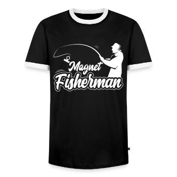 Magnetfischer Magnet Magnetfischen - Männer Kontrast-T-Shirt - Schwarz/Weiß - Vorne - AI Model Female 172 light (172cm) & AI Model Male 178 light (178cm)