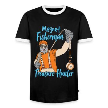 Magnetfischer Schatzsucher Magnet Magnetfischen - Männer Kontrast-T-Shirt - Schwarz/Weiß - Vorne - AI Model Female 172 light (172cm) & AI Model Male 178 light (178cm)