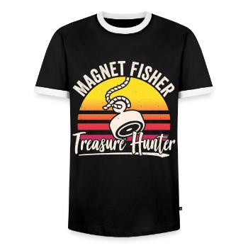 Magnetfischer Schatzsucher Magnet Magnetfischen - Männer Kontrast-T-Shirt - Schwarz/Weiß - Vorne - AI Model Female 172 light (172cm) & AI Model Male 178 light (178cm)