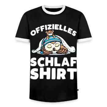 Offizielles Schlaf Shirt Schlummernde Eule Mit - Männer Kontrast-T-Shirt - Schwarz/Weiß - Vorne - AI Model Female 172 light (172cm) & AI Model Male 178 light (178cm)