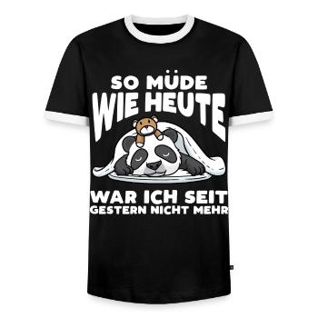 Schlafender Panda Mit Plüschtier Schlaf - Männer Kontrast-T-Shirt - Schwarz/Weiß - Vorne - AI Model Female 172 light (172cm) & AI Model Male 178 light (178cm)