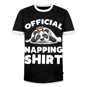 Offizielles Nickerchen-Shirt Schlafender Panda - Männer Kontrast-T-Shirt - Schwarz/Weiß - Vorne - AI Model Female 172 light (172cm) & AI Model Male 178 light (178cm)