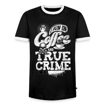 Je cours avec du café et un vrai crime - T-shirt contrasté Homme - noir/blanc - Devant - AI Model Female 172 light (172cm) & AI Model Male 178 light (178cm)