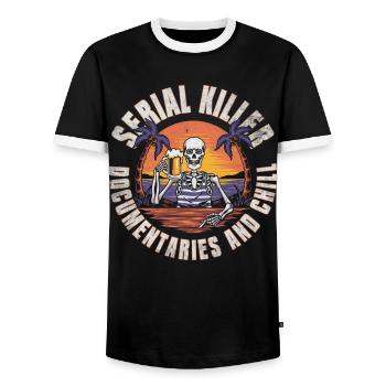 Serial Killer Documentaties et Chill - T-shirt contrasté Homme - noir/blanc - Devant - AI Model Female 172 light (172cm) & AI Model Male 178 light (178cm)
