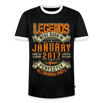 2017 Januar Geburtstag Legende - Männer Kontrast-T-Shirt - Schwarz/Weiß - Vorne - AI Model Female 172 light (172cm) & AI Model Male 178 light (178cm)