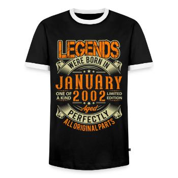 2002 Janvier Birthday Legend - T-shirt contrasté Homme - noir/blanc - Devant - AI Model Female 172 light (172cm) & AI Model Male 178 light (178cm)