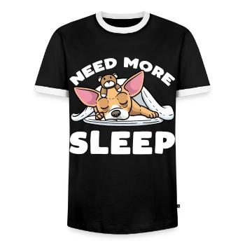 Chiweenie Hund Mit Kuscheltier Schlafen Schlummern - Männer Kontrast-T-Shirt - Schwarz/Weiß - Vorne - AI Model Female 172 light (172cm) & AI Model Male 178 light (178cm)