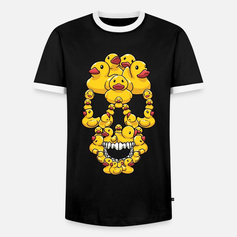 Funny Rubber Ducks Skull - Men's Ringer Shirt - black/white