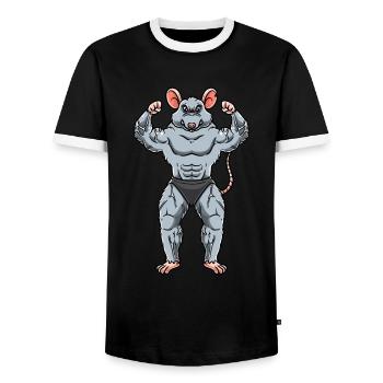 Rat Fitness Gym Motivation - Men's Ringer Shirt - black/white - Front - AI Model Female 172 light (172cm) & AI Model Male 178 light (178cm)