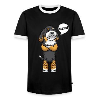 Bernedoodle Hund Stur Nein - Männer Kontrast-T-Shirt - Schwarz/Weiß - Vorne - AI Model Female 172 light (172cm) & AI Model Male 178 light (178cm)