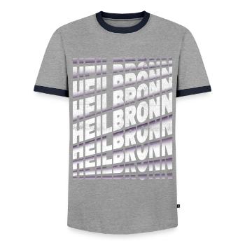 Heilbronn Deutschland Stadt Schrift Skyline Heimat - Männer Kontrast-T-Shirt - Grau/Navy  - Vorne - AI Model Female 172 light (172cm) & AI Model Male 178 light (178cm)