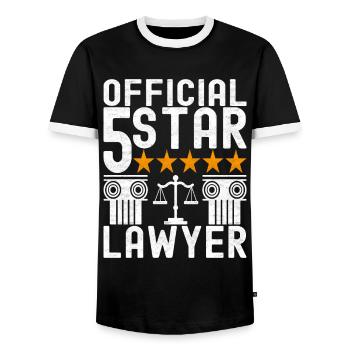 Law Student Judge Public Prosecutor - Men's Ringer Shirt - black/white - Front - AI Model Female 172 light (172cm) & AI Model Male 178 light (178cm)