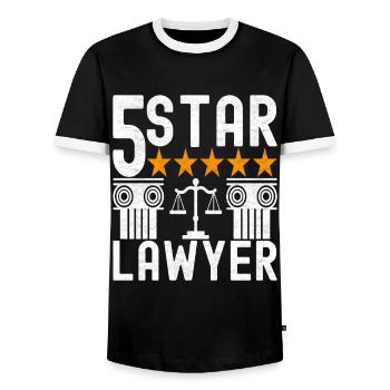 Law Student Judge Public Prosecutor - Men's Ringer Shirt - black/white - Front - AI Model Female 172 light (172cm) & AI Model Male 178 light (178cm)