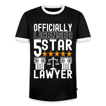 Law Student Judge Public Prosecutor - Men's Ringer Shirt - black/white - Front - AI Model Female 172 light (172cm) & AI Model Male 178 light (178cm)