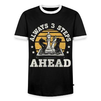 Always 3 Steps Ahead funny chess - Men's Ringer Shirt - black/white - Front - AI Model Female 172 light (172cm) & AI Model Male 178 light (178cm)