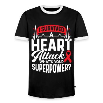Ich Habe Einen Herzinfarkt Überlebt Herzanfall - Männer Kontrast-T-Shirt - Schwarz/Weiß - Vorne - AI Model Female 172 light (172cm) & AI Model Male 178 light (178cm)