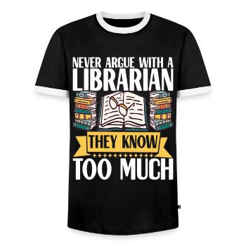 Bibliothèque de rats de bibliothèque de livres de lecture - T-shirt contrasté Homme - noir/blanc - Devant - AI Model Female 172 light (172cm) & AI Model Male 178 light (178cm)