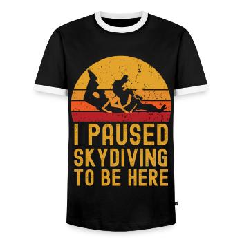 Skydiving retro vintage - Männer Kontrast-T-Shirt - Schwarz/Weiß - Vorne - AI Model Female 172 light (172cm) & AI Model Male 178 light (178cm)