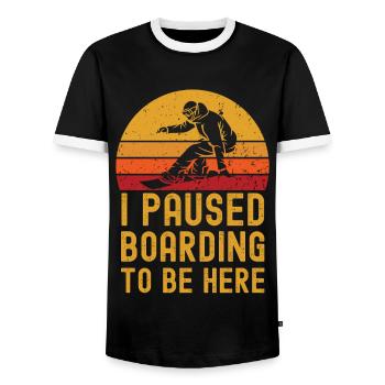Snowboarden retro vintage - Männer Kontrast-T-Shirt - Schwarz/Weiß - Vorne - AI Model Female 172 light (172cm) & AI Model Male 178 light (178cm)