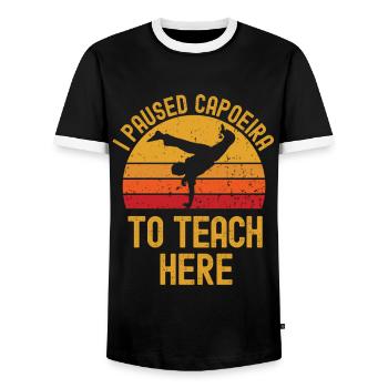 Capoeira et professeur rétro vintage - T-shirt contrasté Homme - noir/blanc - Devant - AI Model Female 172 light (172cm) & AI Model Male 178 light (178cm)