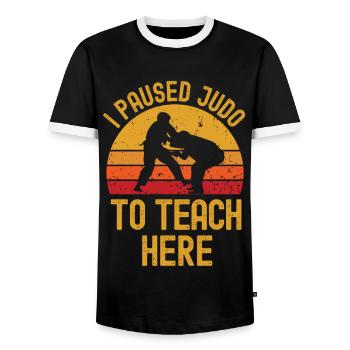 Judo and teacher retro vintage - Men's Ringer Shirt - black/white - Front - AI Model Female 172 light (172cm) & AI Model Male 178 light (178cm)