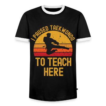 Taekwondo und Lehrer retro vintage - Männer Kontrast-T-Shirt - Schwarz/Weiß - Vorne - AI Model Female 172 light (172cm) & AI Model Male 178 light (178cm)