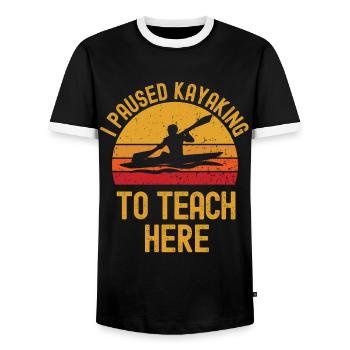 Kayak et instructeur rétro vintage - T-shirt contrasté Homme - noir/blanc - Devant - AI Model Female 172 light (172cm) & AI Model Male 178 light (178cm)