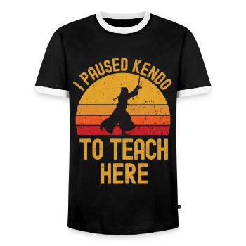Kendo and teacher retro vintage - Men's Ringer Shirt - black/white - Front - AI Model Female 172 light (172cm) & AI Model Male 178 light (178cm)