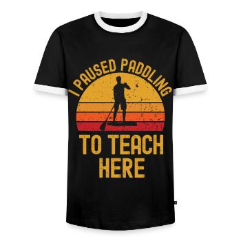 Paddleboard und Lehrer retro vintage - Männer Kontrast-T-Shirt - Schwarz/Weiß - Vorne - AI Model Female 172 light (172cm) & AI Model Male 178 light (178cm)