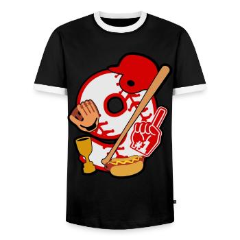 Baseball 9. Geburtstagsparty Nummer 9 - 9 Jahre - Männer Kontrast-T-Shirt - Schwarz/Weiß - Vorne - AI Model Female 172 light (172cm) & AI Model Male 178 light (178cm)