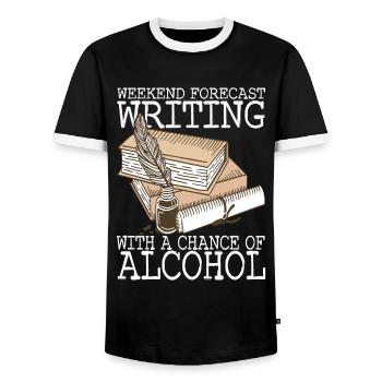 Author Schreiber - Men's Ringer Shirt - black/white - Front - AI Model Female 172 light (172cm) & AI Model Male 178 light (178cm)