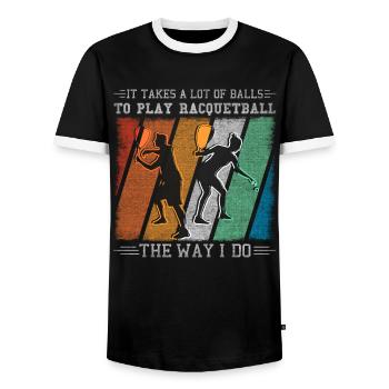 Il faut beaucoup de balles pour jouer au racquetball - T-shirt contrasté Homme - noir/blanc - Devant - AI Model Female 172 light (172cm) & AI Model Male 178 light (178cm)