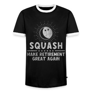 Le squash rend sa retraite encore plus belle Retraité - T-shirt contrasté Homme - noir/blanc - Devant - AI Model Female 172 light (172cm) & AI Model Male 178 light (178cm)