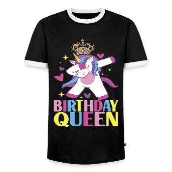 Unicorn Birthday - Men's Ringer Shirt - black/white - Front - AI Model Female 172 light (172cm) & AI Model Male 178 light (178cm)