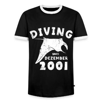 Taucher Geburtstag - Diving since December 2001 - Männer Kontrast-T-Shirt - Schwarz/Weiß - Vorne - AI Model Female 172 light (172cm) & AI Model Male 178 light (178cm)