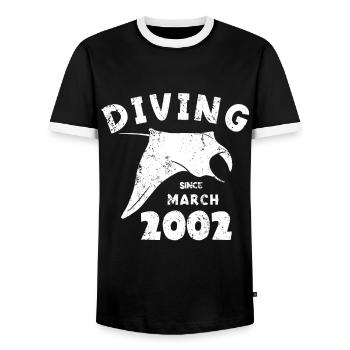 Taucher Geburtstag - Diving since March 2002 - Männer Kontrast-T-Shirt - Schwarz/Weiß - Vorne - AI Model Female 172 light (172cm) & AI Model Male 178 light (178cm)