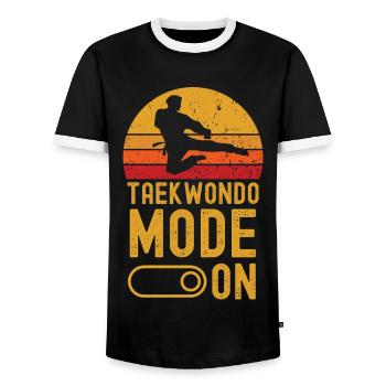 Taekwondo Mode on retro vintage - Männer Kontrast-T-Shirt - Schwarz/Weiß - Vorne - AI Model Female 172 light (172cm) & AI Model Male 178 light (178cm)