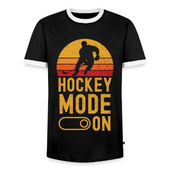 Eishockey Mode on retro vintage - Männer Kontrast-T-Shirt - Schwarz/Weiß - Vorne - AI Model Female 172 light (172cm) & AI Model Male 178 light (178cm)