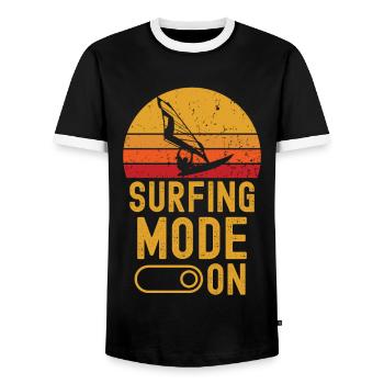 Planche à voile Mode sur rétro vintage - T-shirt contrasté Homme - noir/blanc - Devant - AI Model Female 172 light (172cm) & AI Model Male 178 light (178cm)