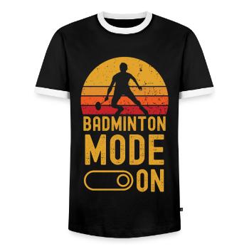 Badminton Mode on retro vintage - Männer Kontrast-T-Shirt - Schwarz/Weiß - Vorne - AI Model Female 172 light (172cm) & AI Model Male 178 light (178cm)