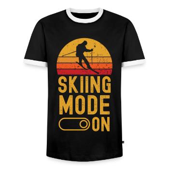 Ski Mode on retro vintage - Männer Kontrast-T-Shirt - Schwarz/Weiß - Vorne - AI Model Female 172 light (172cm) & AI Model Male 178 light (178cm)