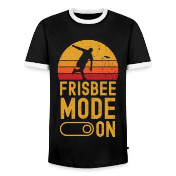 Frisbee Fashion on retro vintage - Men's Ringer Shirt - black/white - Front - AI Model Female 172 light (172cm) & AI Model Male 178 light (178cm)