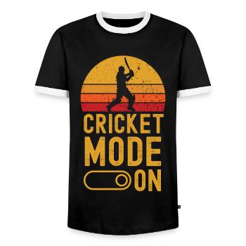 Cricket Fashion sur rétro vintage - T-shirt contrasté Homme - noir/blanc - Devant - AI Model Female 172 light (172cm) & AI Model Male 178 light (178cm)