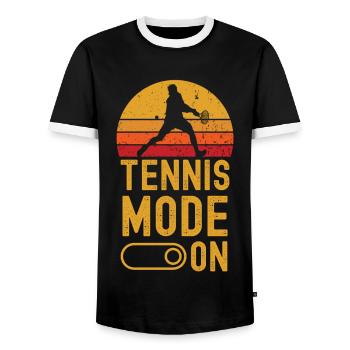 Tennis Mode on retro vintage - Men's Ringer Shirt - black/white - Front - AI Model Female 172 light (172cm) & AI Model Male 178 light (178cm)