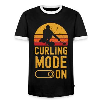 Curling Mode on retro vintage - Men's Ringer Shirt - black/white - Front - AI Model Female 172 light (172cm) & AI Model Male 178 light (178cm)