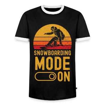 Snowboarding Mode on retro vintage - Männer Kontrast-T-Shirt - Schwarz/Weiß - Vorne - AI Model Female 172 light (172cm) & AI Model Male 178 light (178cm)